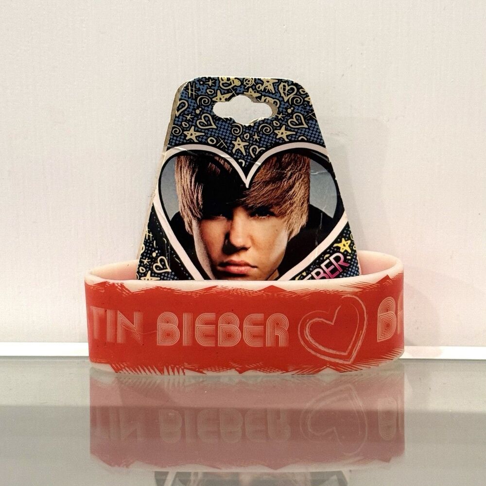 Justin Bieber Baby Hearts Wristband Silicone Bracelet Bravado New Vintage RARE